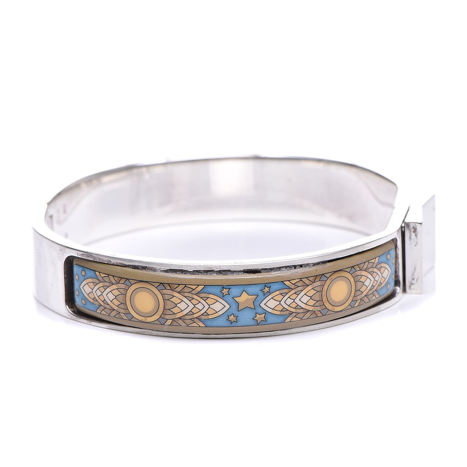 Hermes Sterling Silver Enamel Narrow Loquet Bracelet 6 of 10