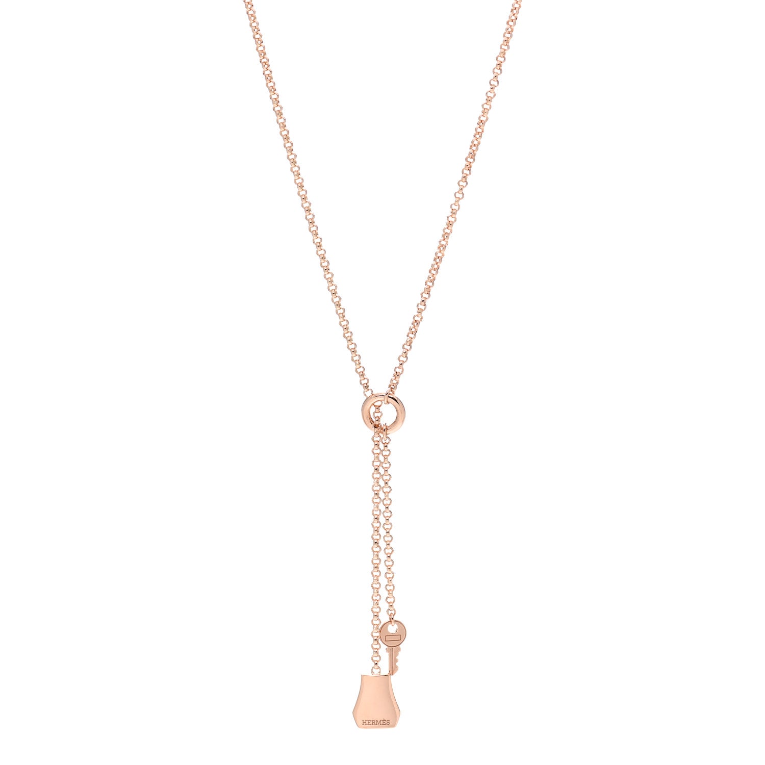 Hermes 18K Rose Gold PM Kelly Clochette Necklace 1 of 5