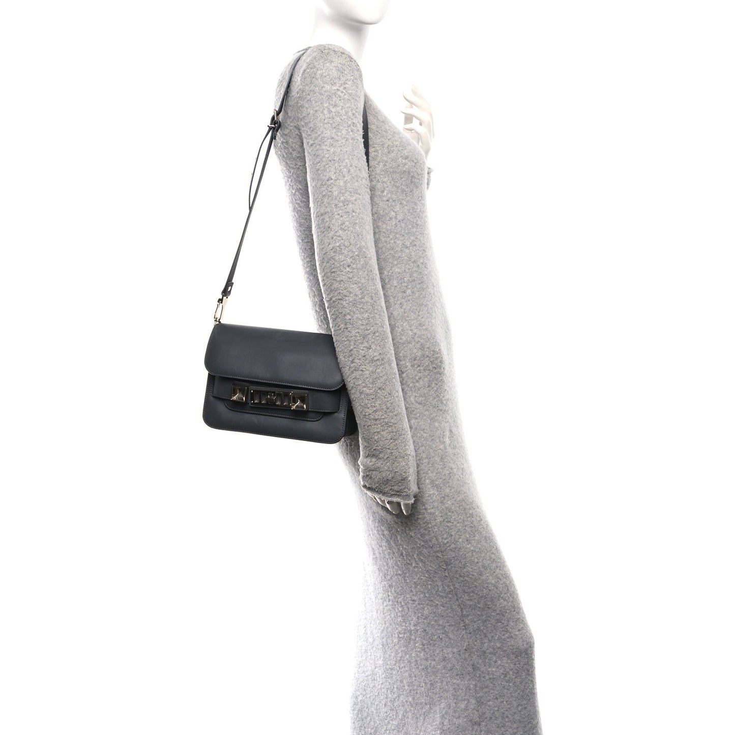 Calfskin Mini PS11 Classic Shoulder Bag Heather Grey