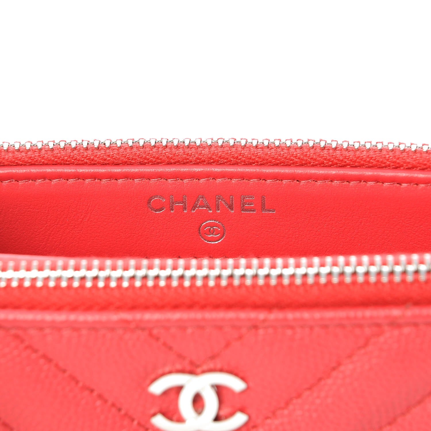 Chanel Caviar Chevron Quilted Small Clutch With Chain Light Red 9 of 11