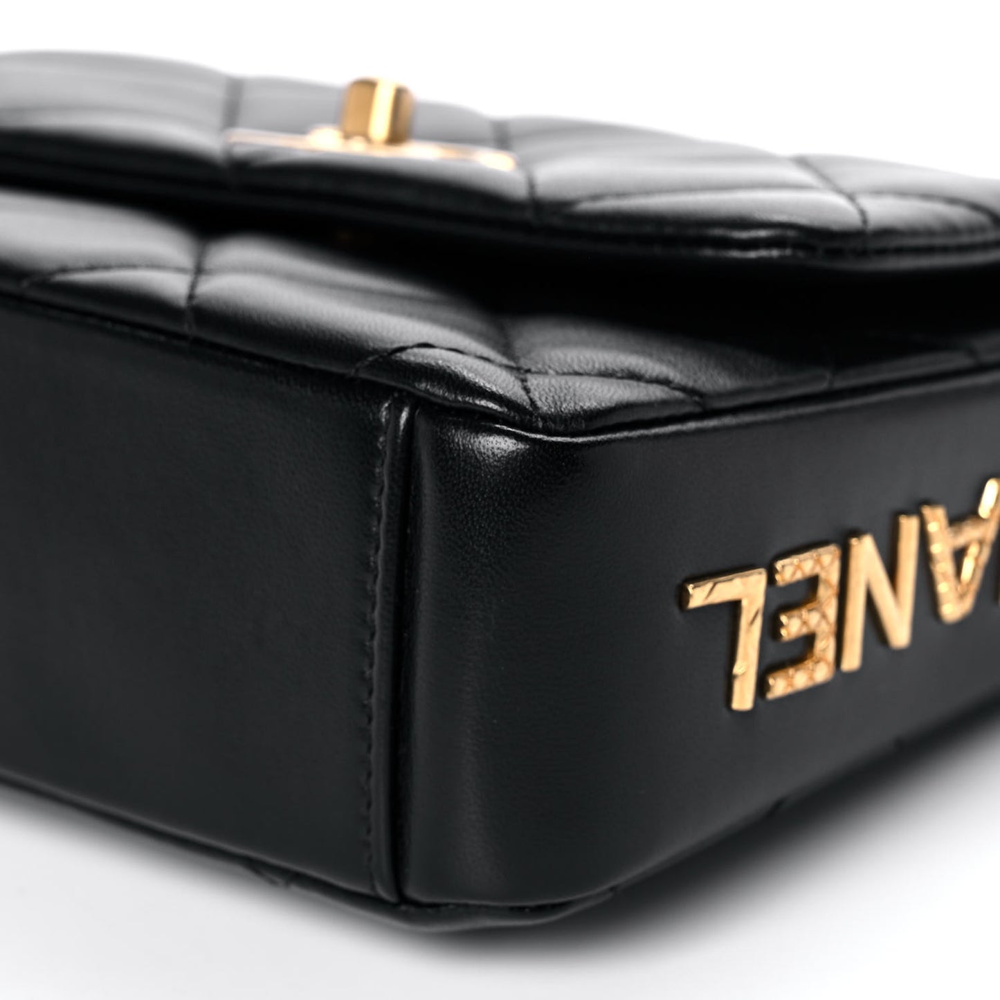 Lambskin Quilted Mini Side Note Flap Black