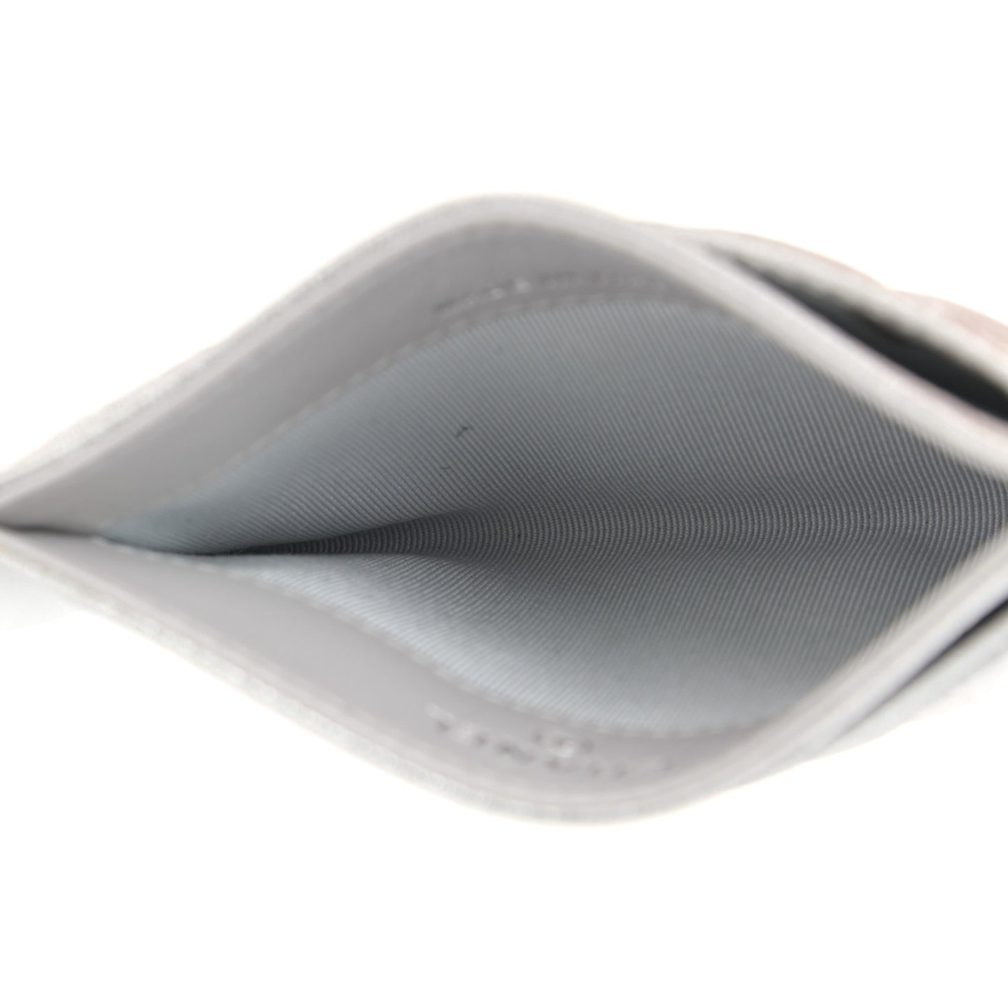 Metallic Lambskin Quilted Card Holder Silver