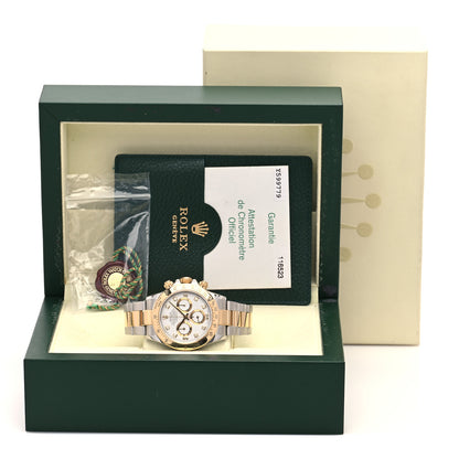 Rolex Stainless Steel 18K Yellow Gold Diamond 40mm Oyster Perpetual Cosmograph Daytona Watch White 116523 5 of 5