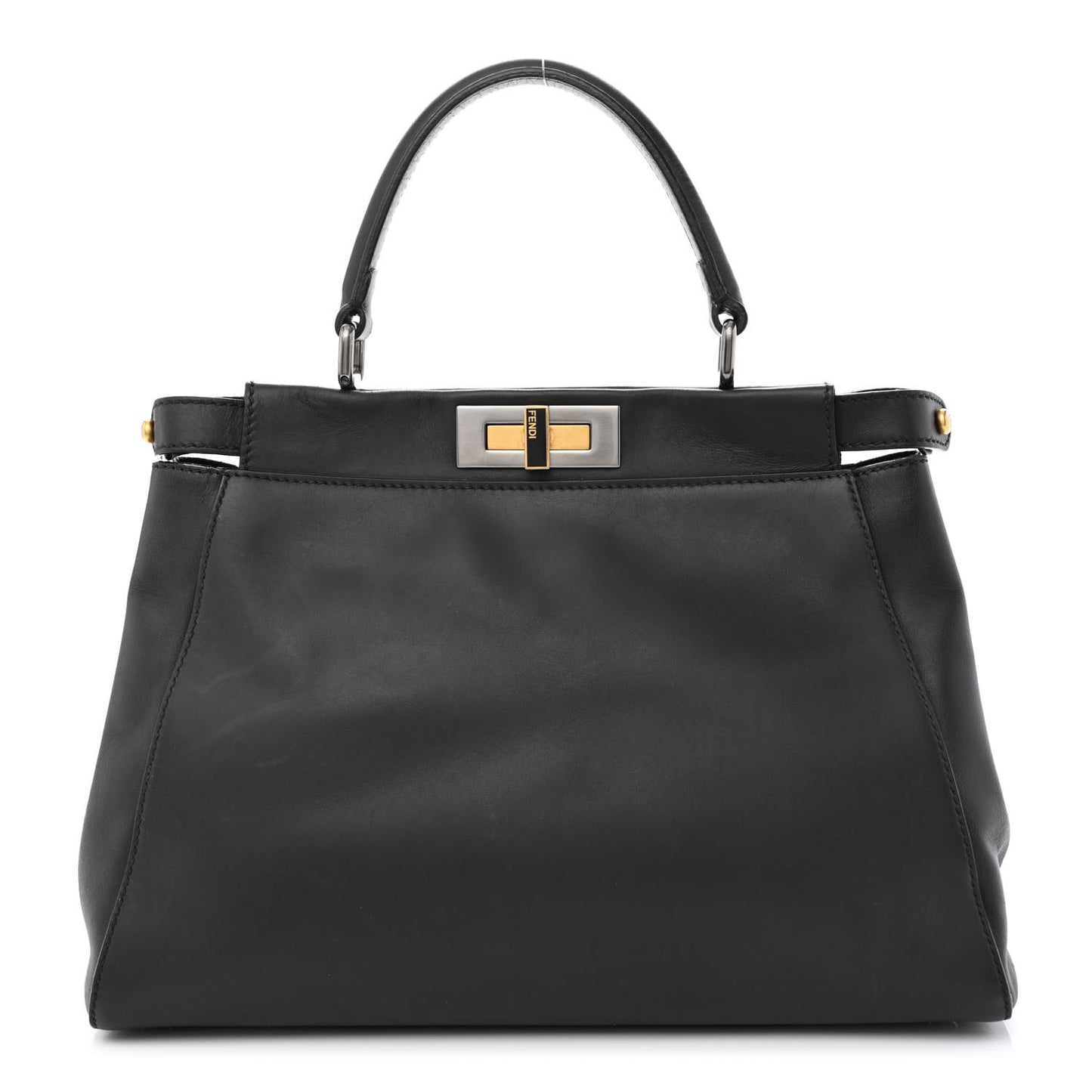 Vitello Suede Medium Peekaboo Iconic Satchel Black