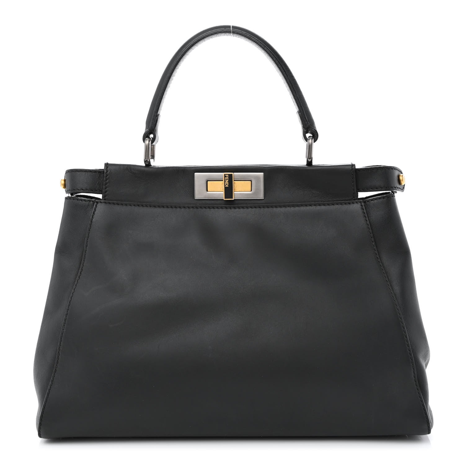 Fendi Vitello Suede Medium Peekaboo Iconic Satchel Black 1 of 11