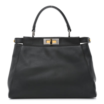 Fendi Vitello Suede Medium Peekaboo Iconic Satchel Black 1 of 11