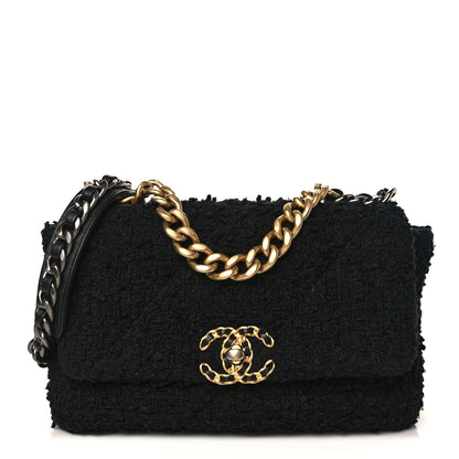 Chanel Tweed Quilted Medium Chanel 19 Flap Black 1 of 8