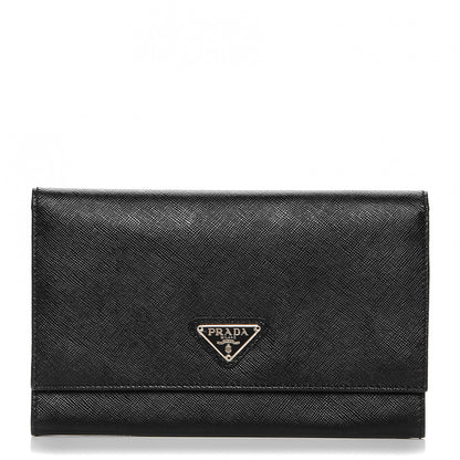 Prada Saffiano Continental Flap Wallet Nero Black 1 of 6
