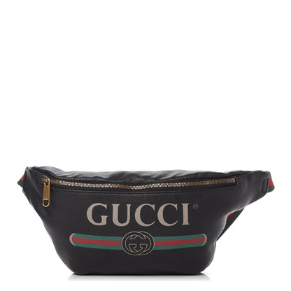Gucci Grained Calfskin Logo Belt Bag Black 1 of 11