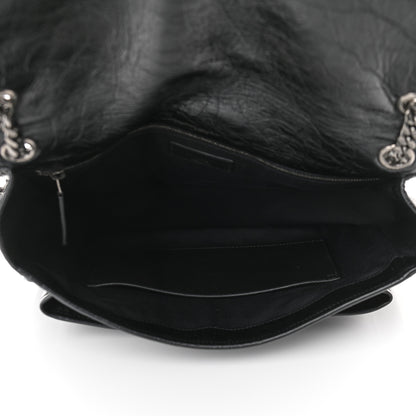 Saint Laurent Crinkled Calfskin Matelasse Monogram Large Niki Chain Satchel Black 5 of 8