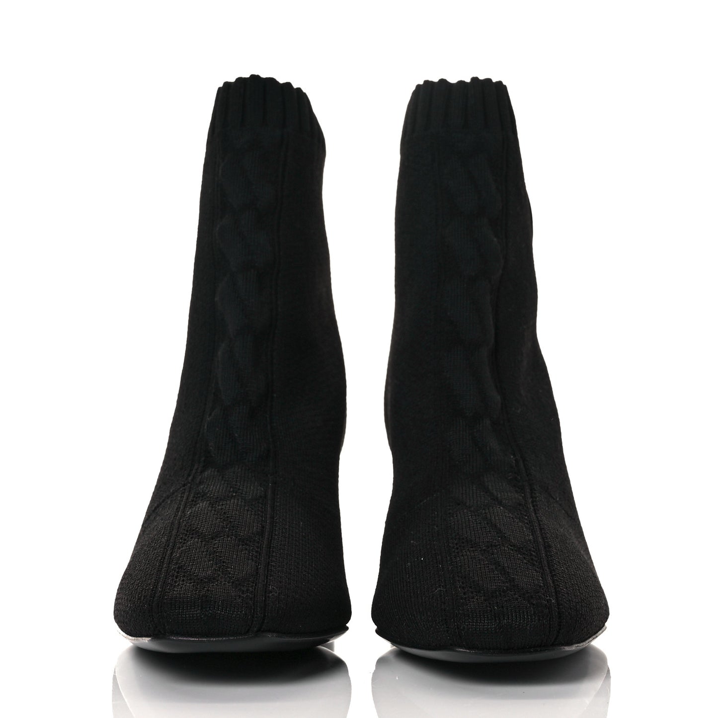 Knit Calfskin Volver Ankle Boots 37.5 Black