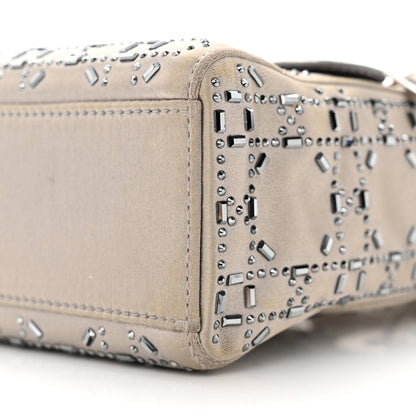 Christian Dior Satin Crystal Cannage Mini Lady Dior Gray 10 of 22