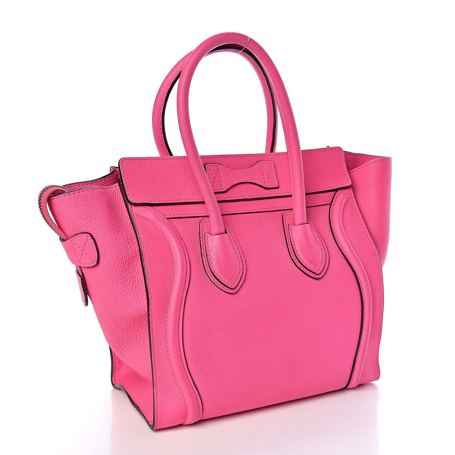 Celine Drummed Calfskin Micro Luggage Fluo Pink 3 of 12