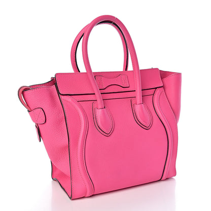 Celine Drummed Calfskin Micro Luggage Fluo Pink 3 of 12