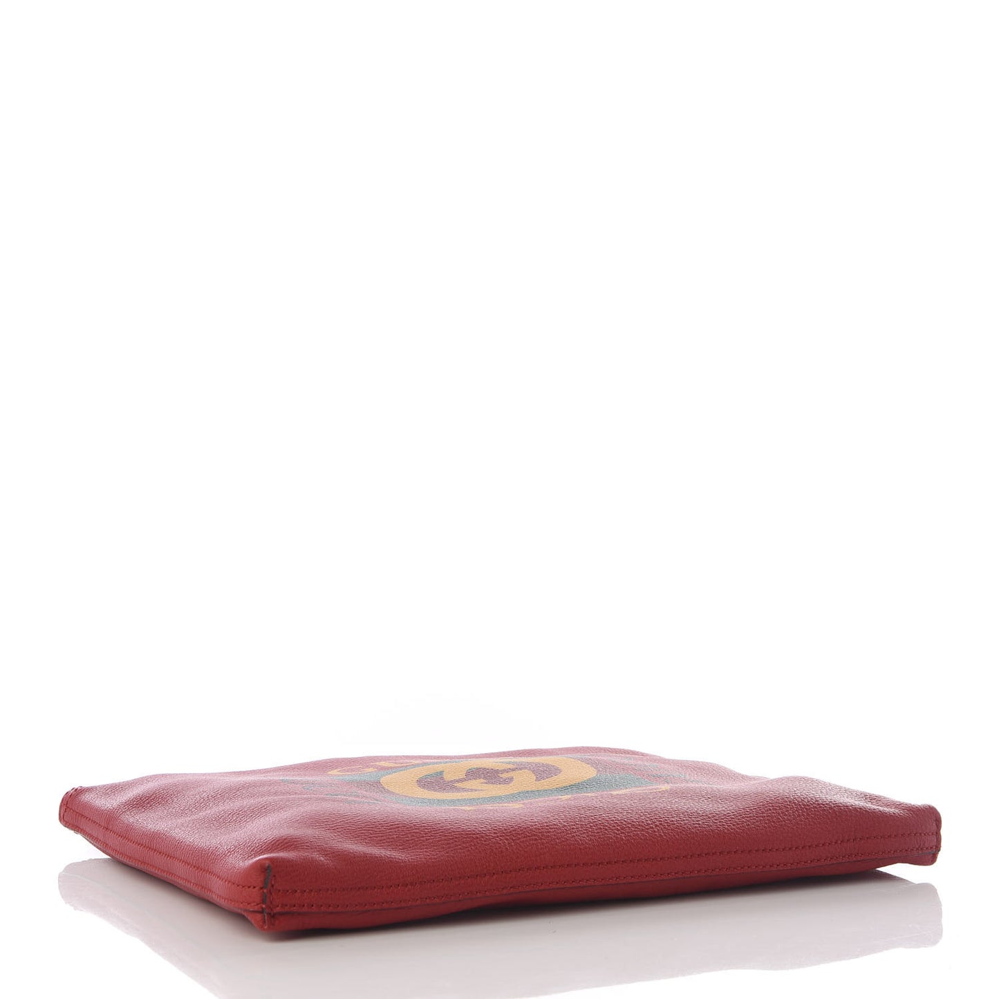 Pebbled Calfskin Medium Logo Portfolio Clutch Hibiscus Red