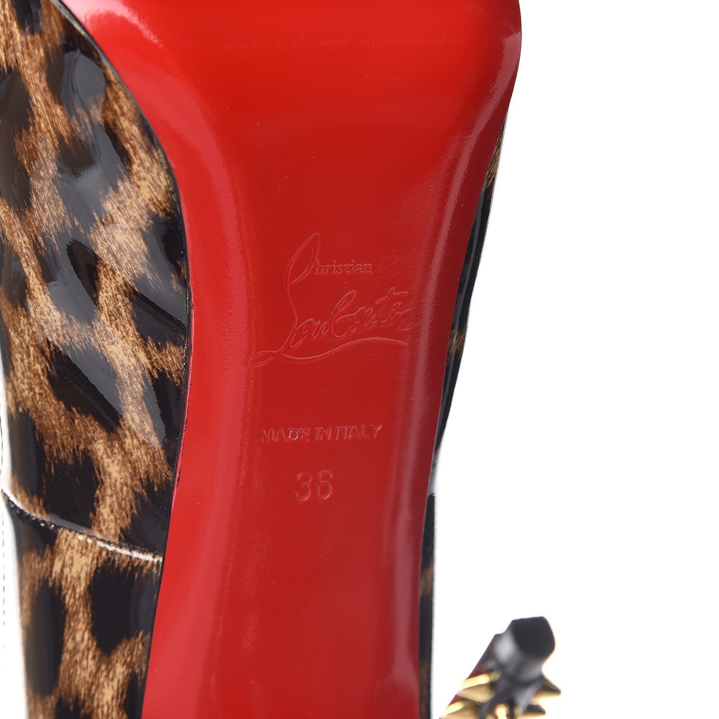 Patent Leopard New Very Prive Spikes 120 Pumps 36 Brown