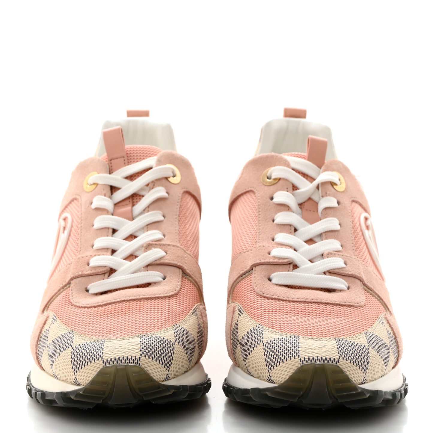 Suede Damier Azur Run Away Sneakers 38 Pink