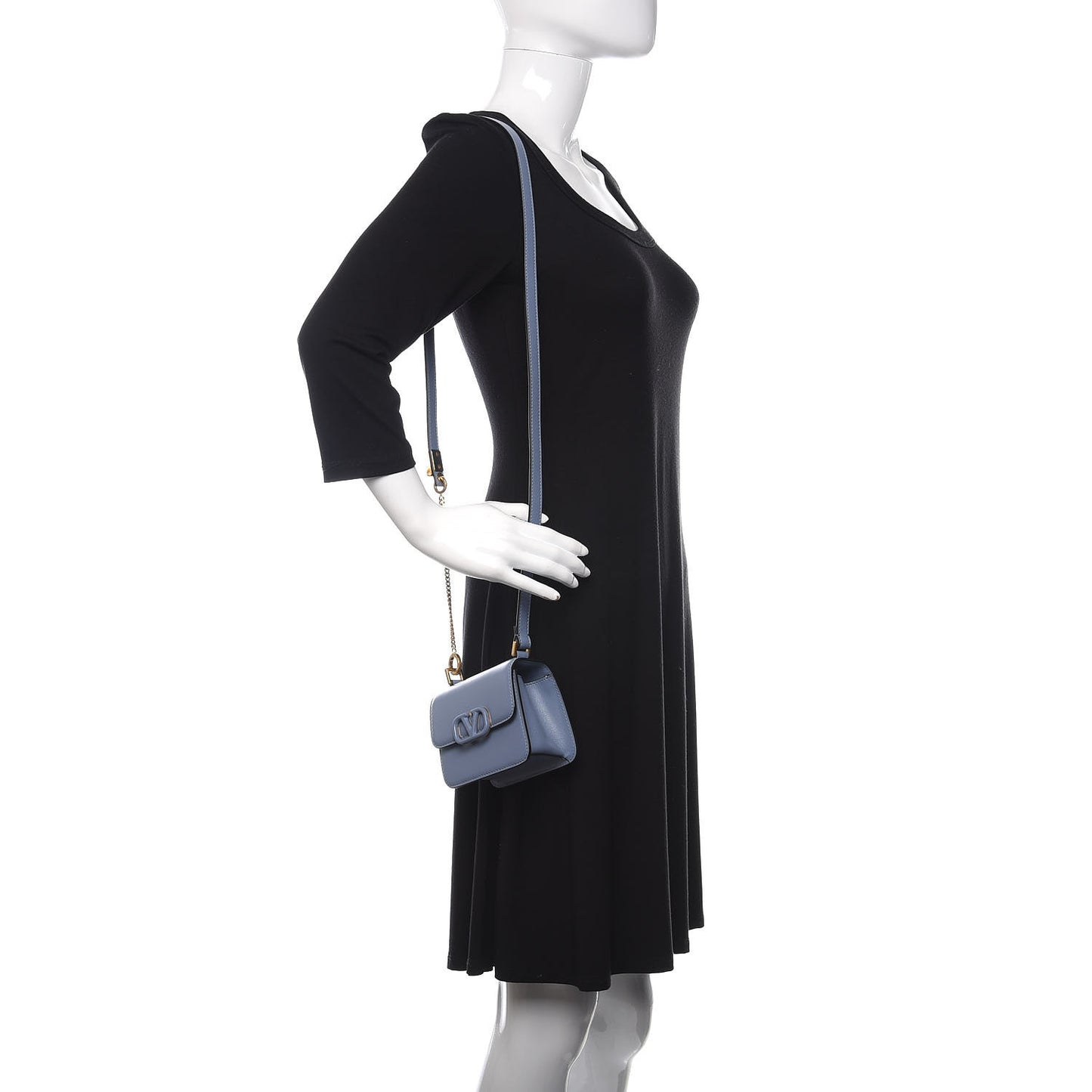 Smooth Calfskin Compact VSling Shoulder Bag Azure