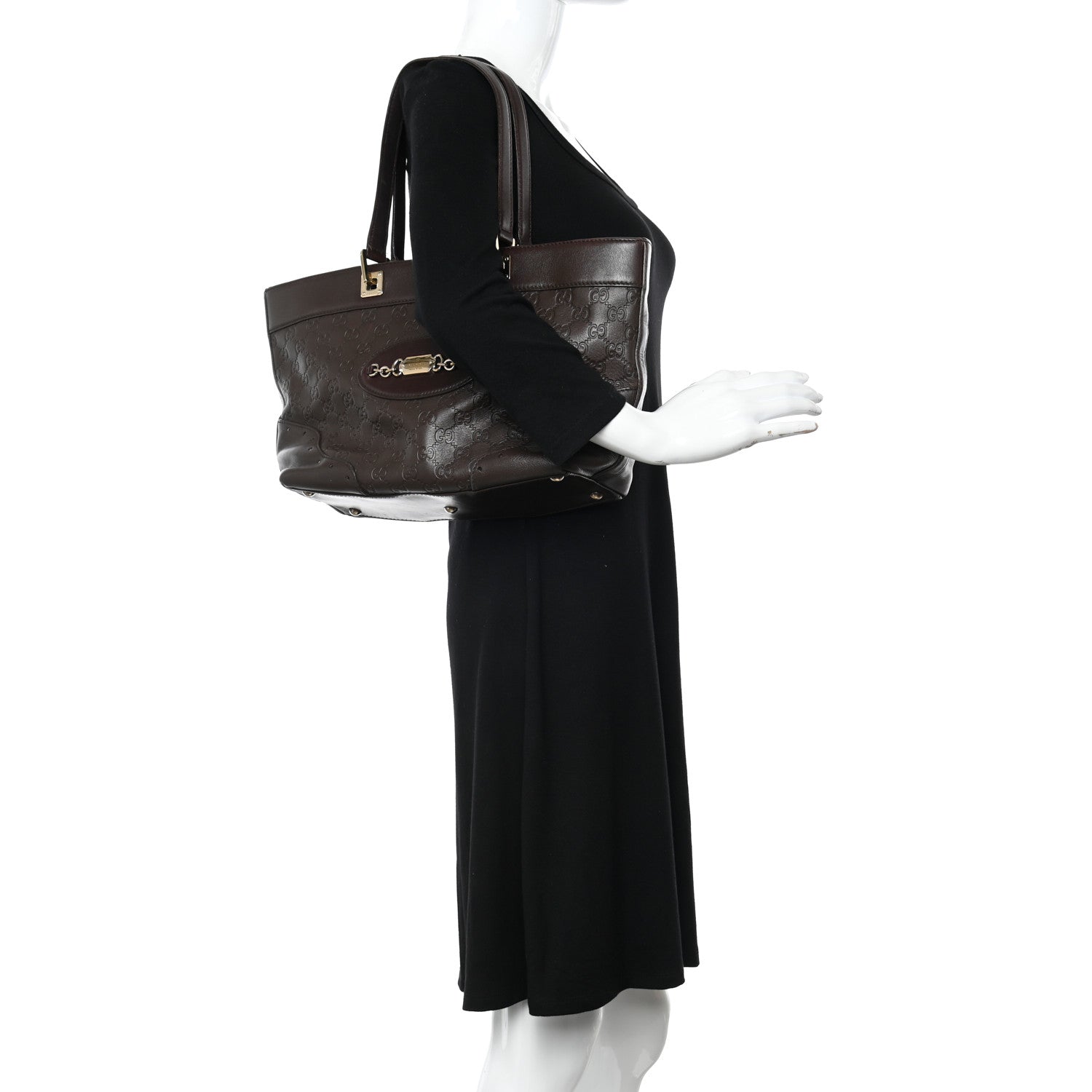 Gucci Guccissima Large Punch Tote Chocolate Brown 3 of 11