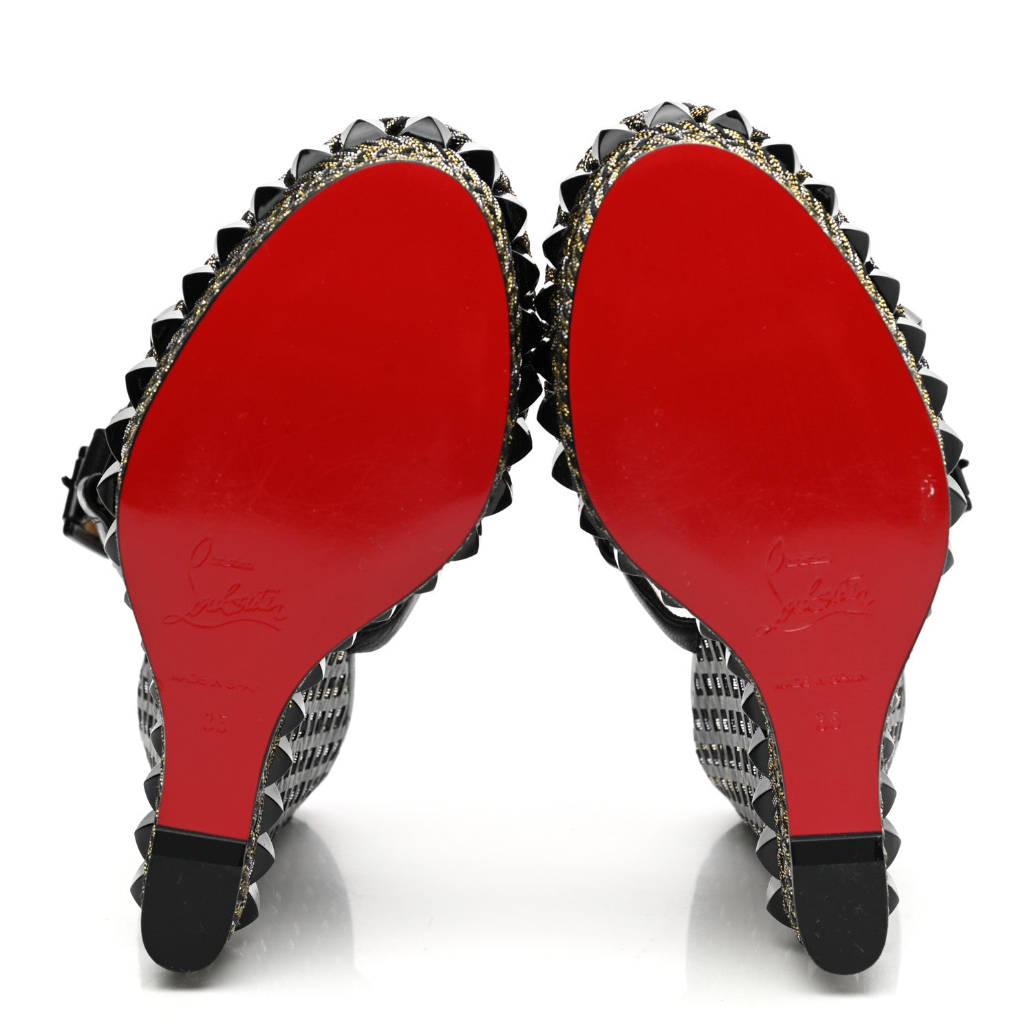 Christian Louboutin Nappa Lame Cataclou 140 Wedge Sandals 35 Black 5 of 7