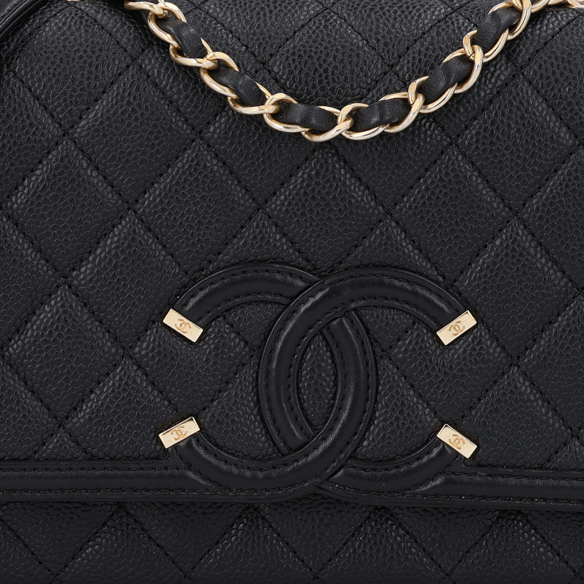 Chanel Caviar Quilted Medium CC Filigree Flap Black 7 of 9