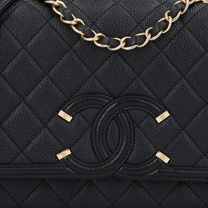 Chanel Caviar Quilted Medium CC Filigree Flap Black 7 of 9