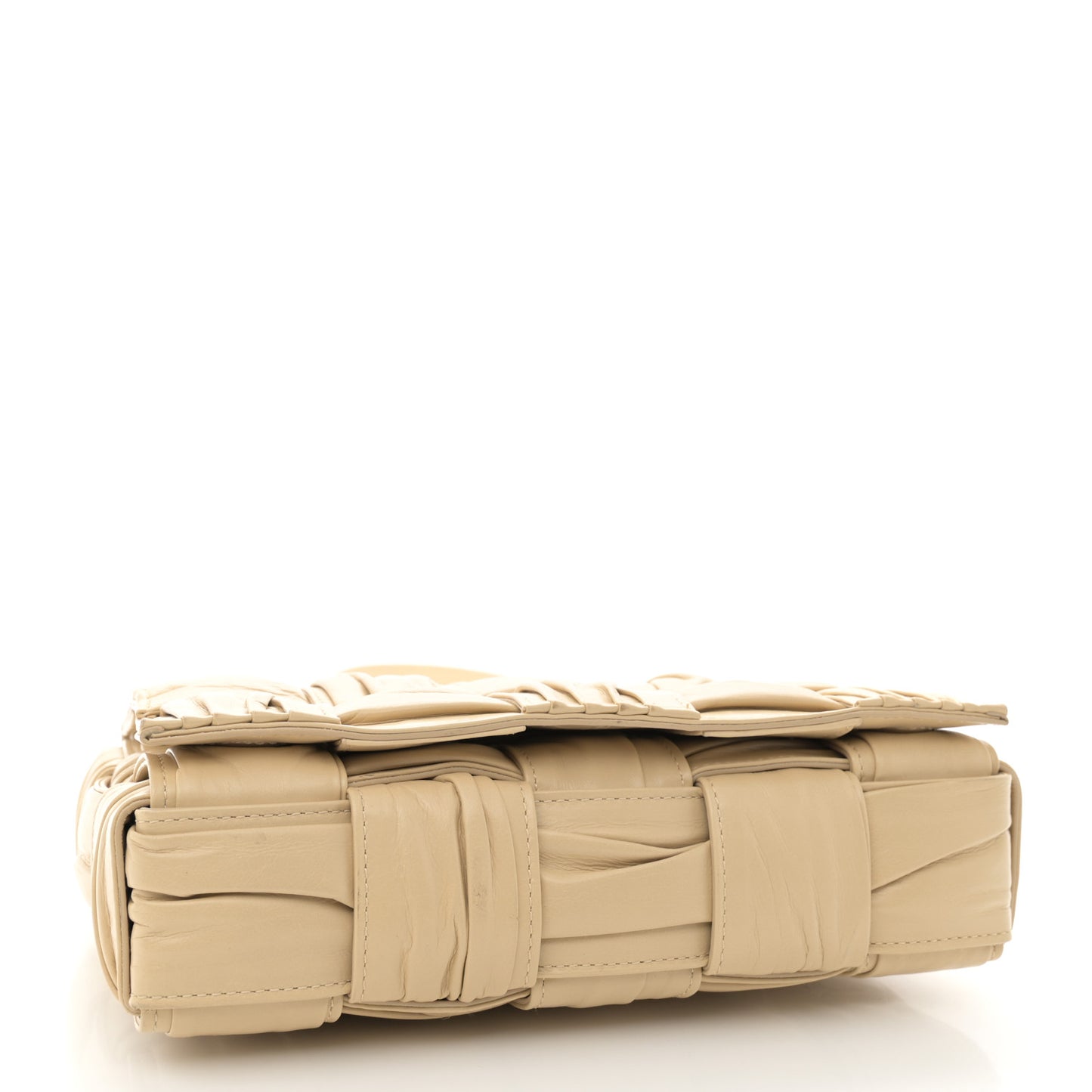 Calfskin Intreccio Plisse Cassette Crossbody Bag Porridge