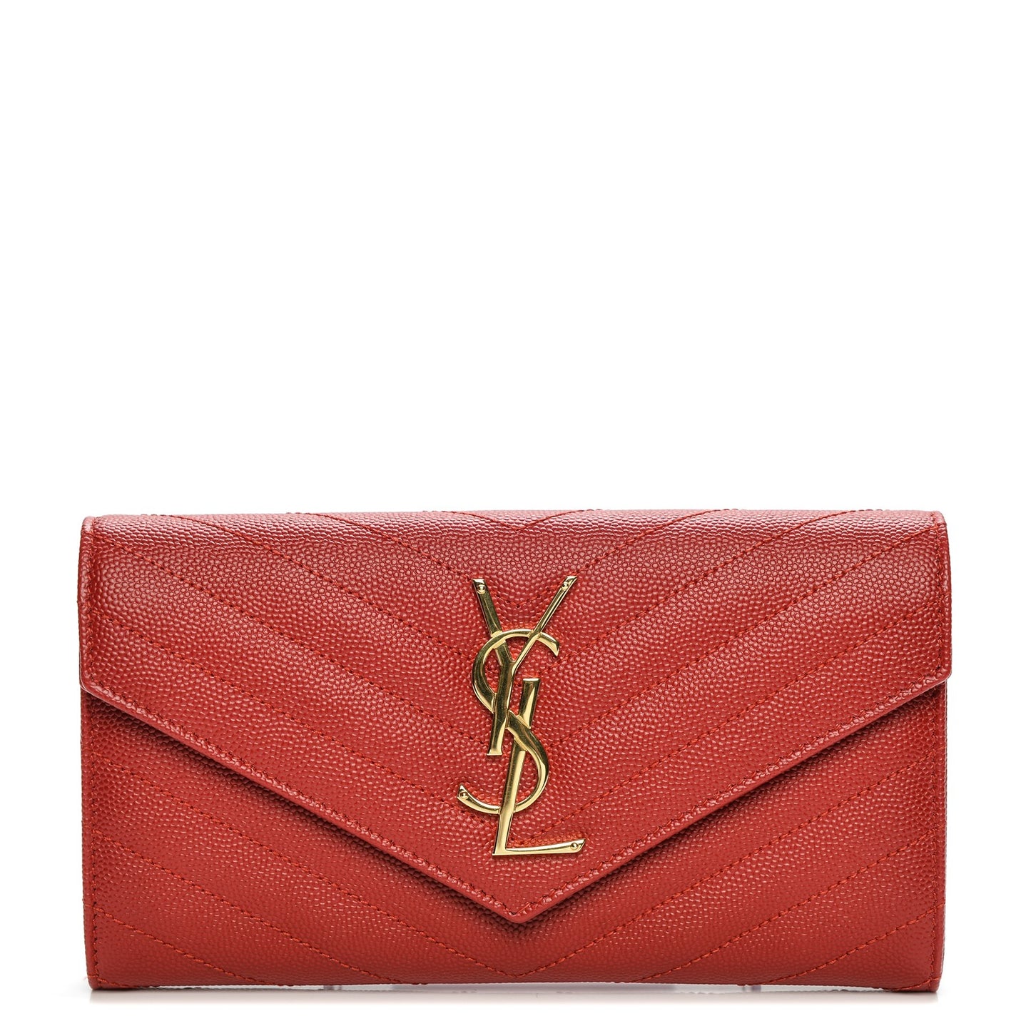 Grain De Poudre Matelasse Chevron Monogram Wallet Red