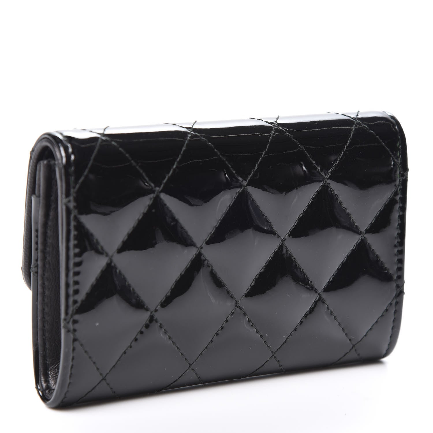 Chanel Patent Quilted Flap Card Holder Black 2 of 9