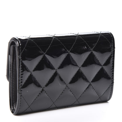 Chanel Patent Quilted Flap Card Holder Black 2 of 9