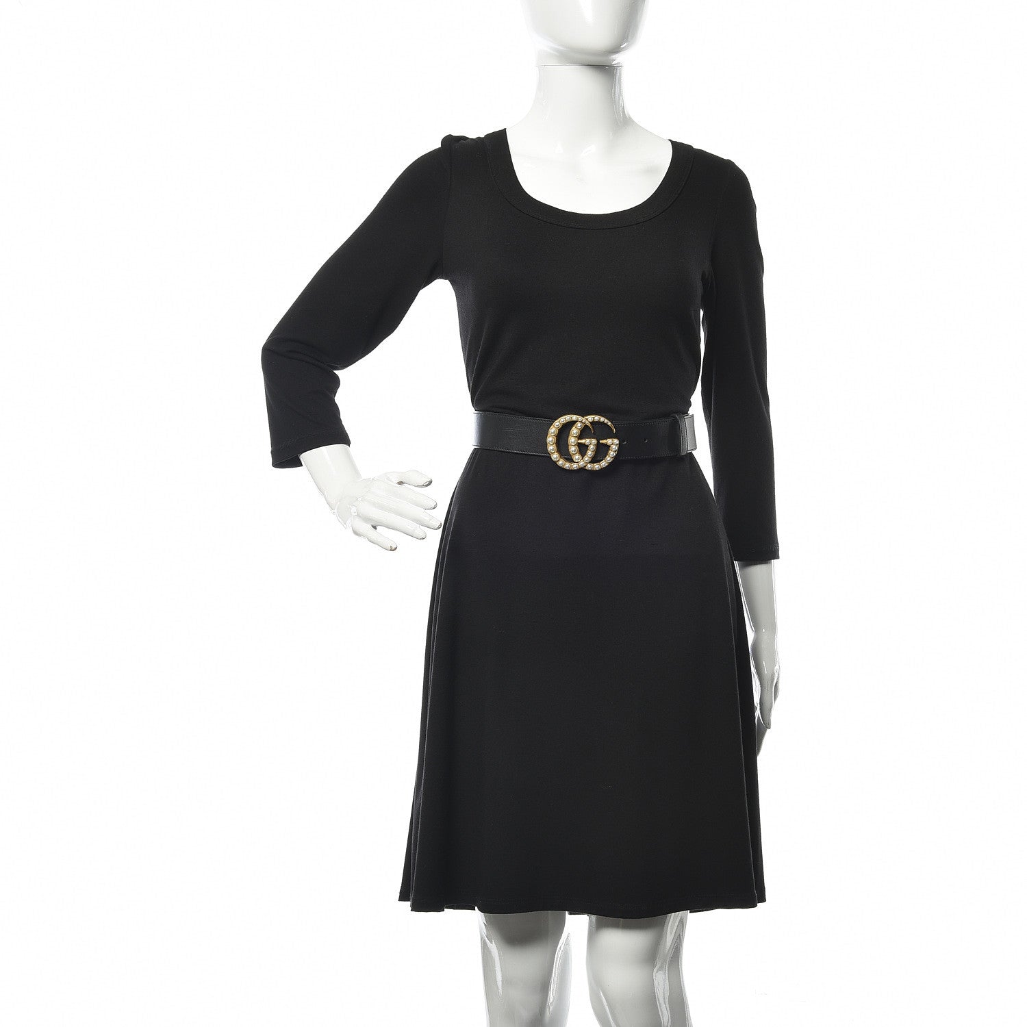 Gucci Moon Calfskin Pearl Double G 40mm Belt 80 32 Black Cream 2 of 6