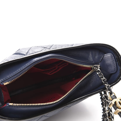 Chanel Aged Calfskin Quilted Small Gabrielle Hobo Navy Black 4 of 10