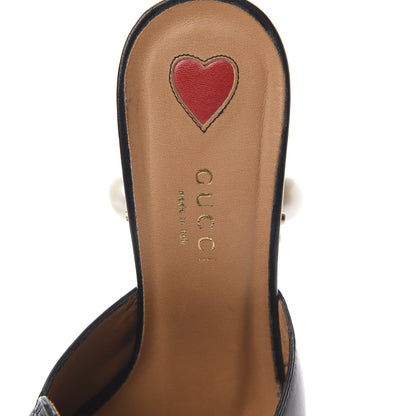Gucci Malaga Kid Web Pearl Embellished Peyton High Heel Mules 37.5 Black 7 of 12
