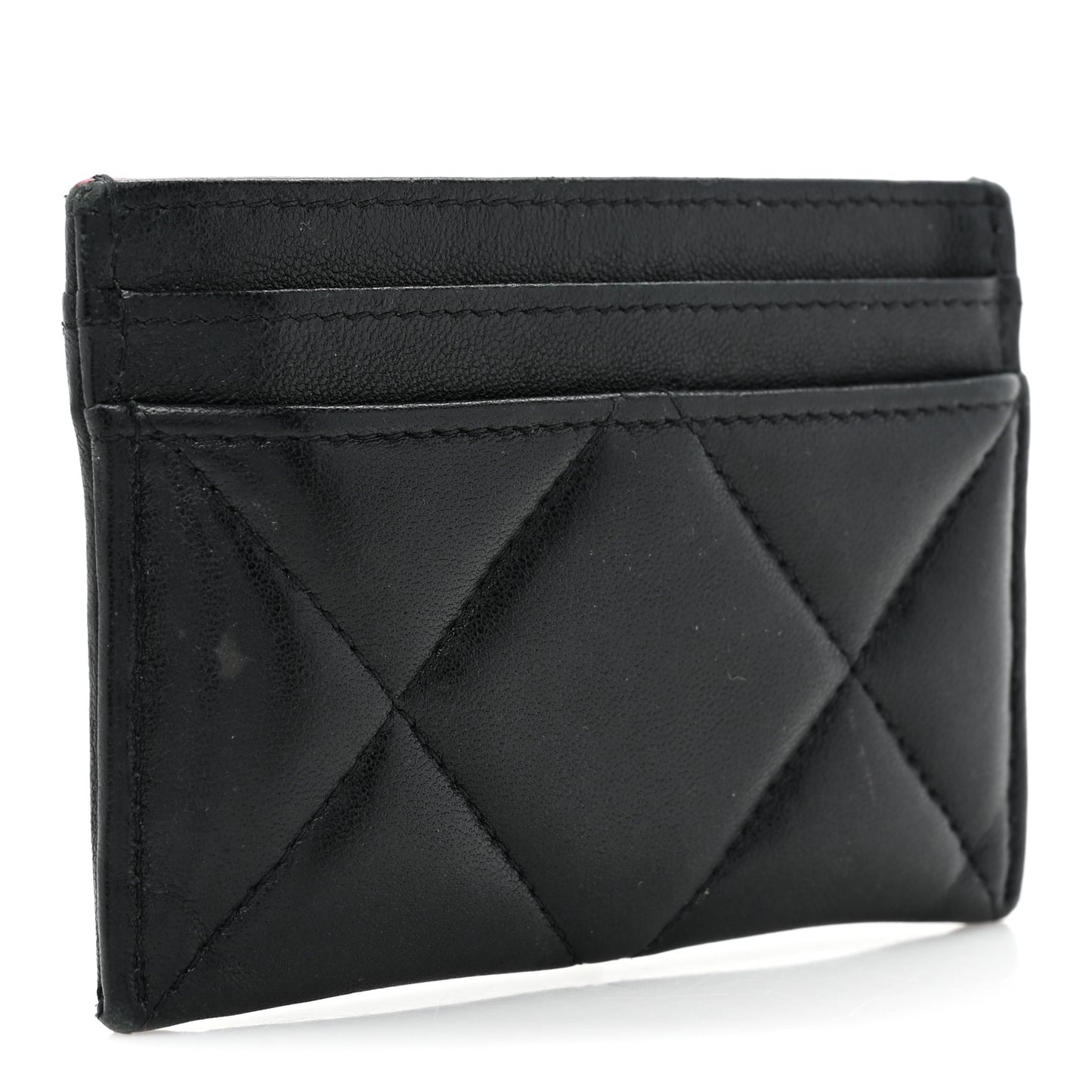 Lambskin Quilted Chanel 19 Card Holder Black