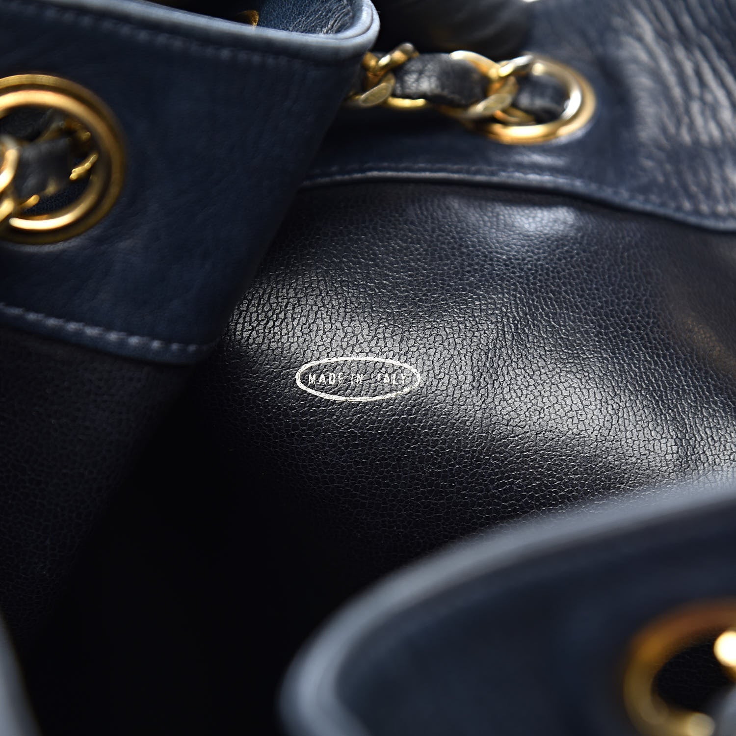 Chanel Lambskin CC Drawstring Bag Navy Blue 7 of 17