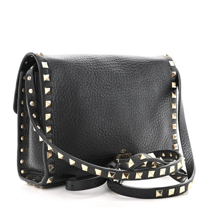 Valentino Garavani Pebbled Calfskin Medium Rockstud Flip Lock Crossbody Bag Black 3 of 13