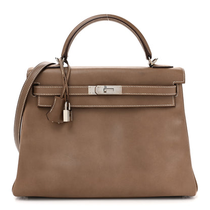 Hermes Tadelakt Kelly Retourne 32 Etoupe 1 of 20