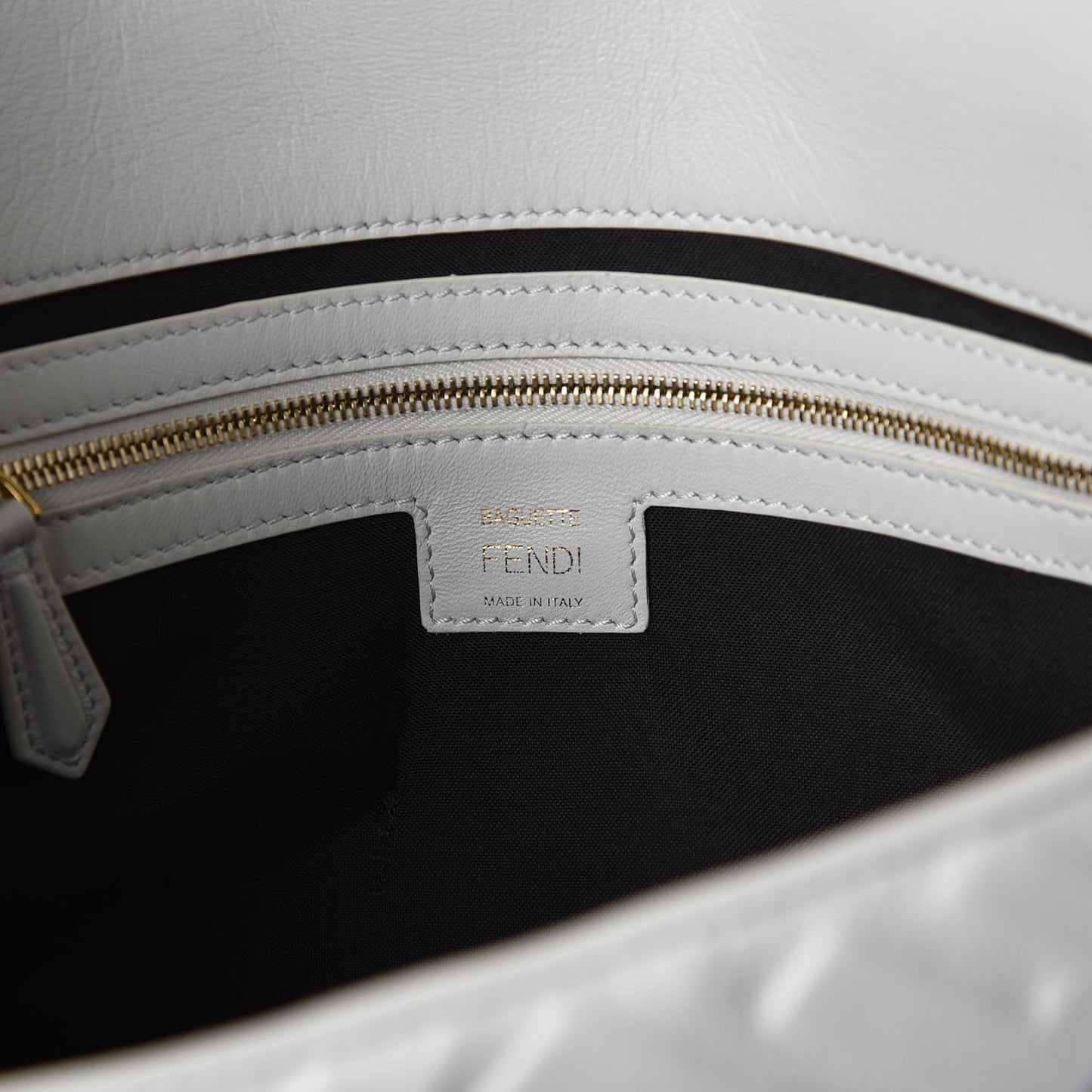 Nappa FF 1974 Embossed Large Baguette White