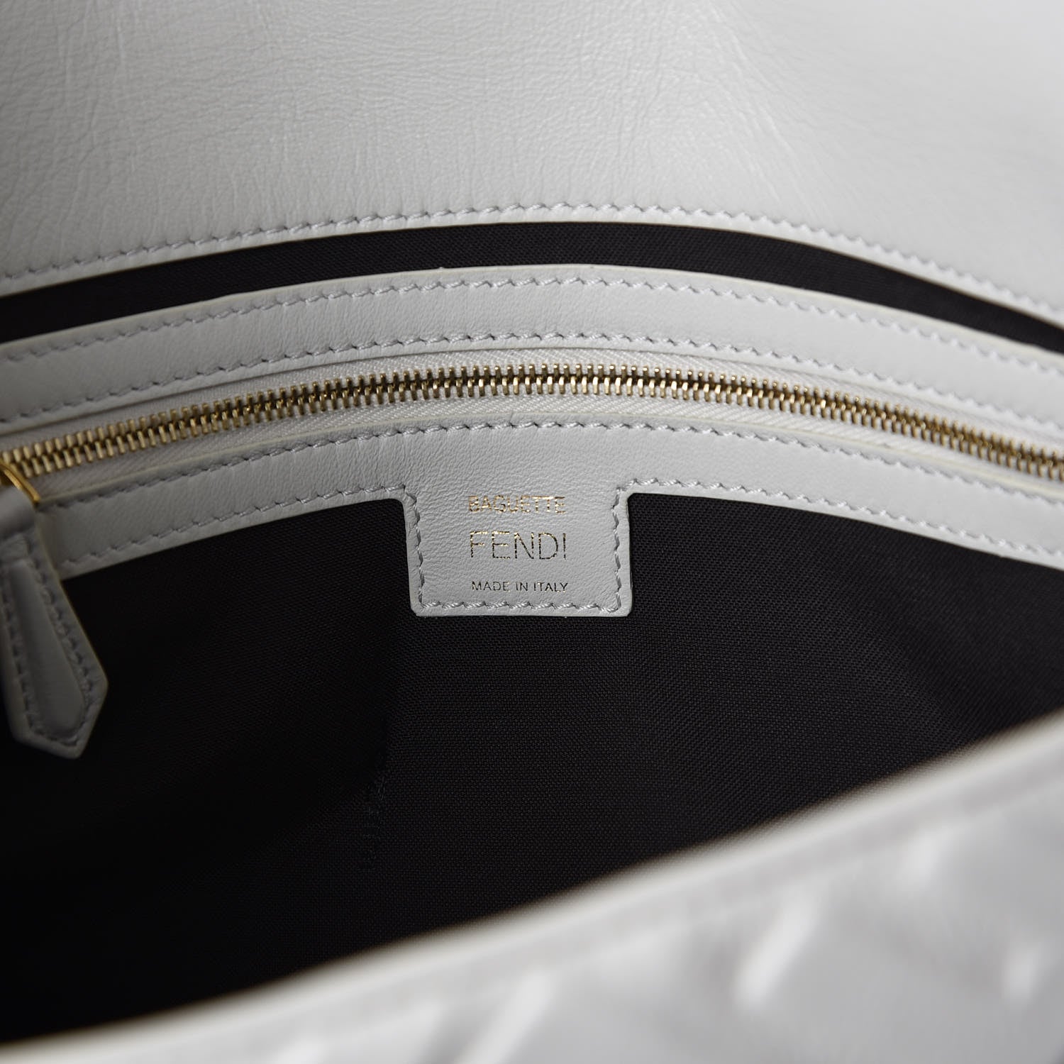 Fendi Nappa FF 1974 Embossed Large Baguette White 6 of 9