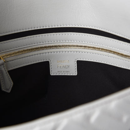 Fendi Nappa FF 1974 Embossed Large Baguette White 6 of 9