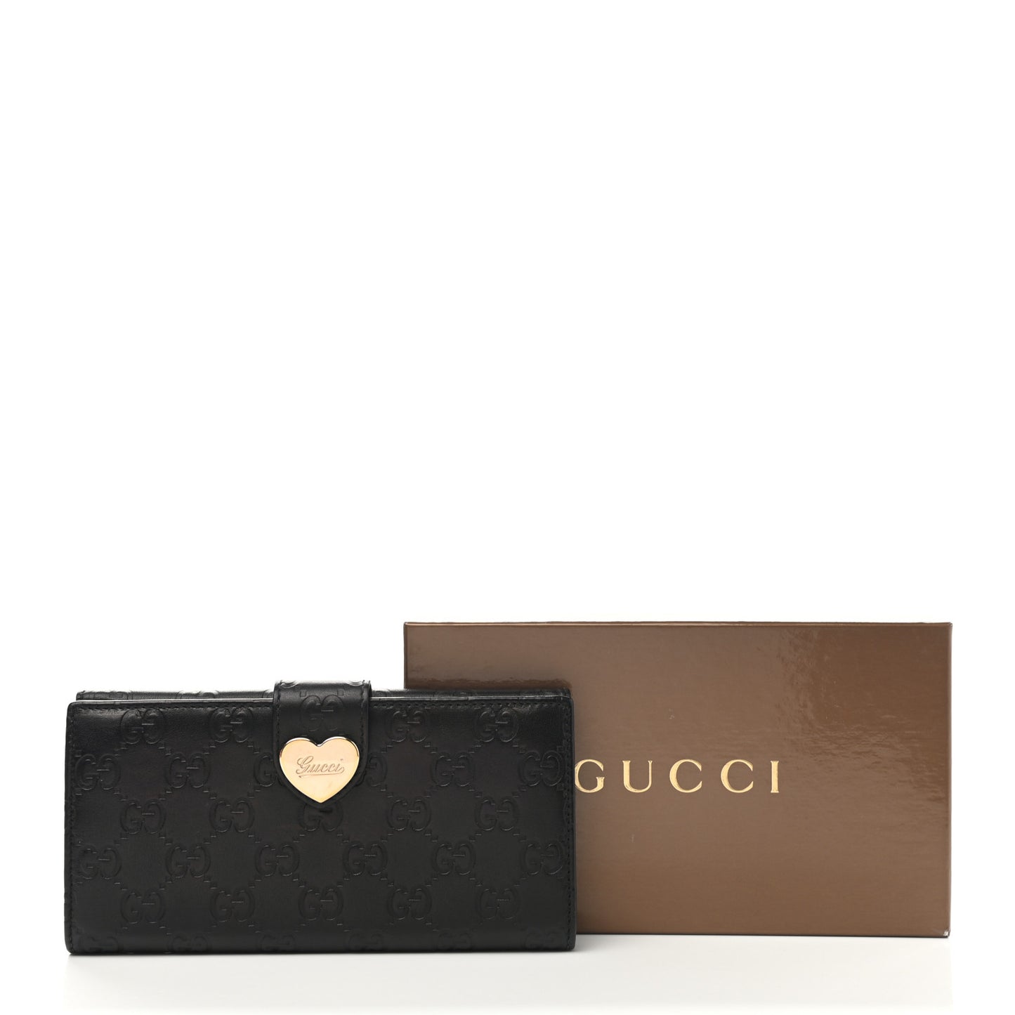 Guccissima Heart Continental Wallet Black
