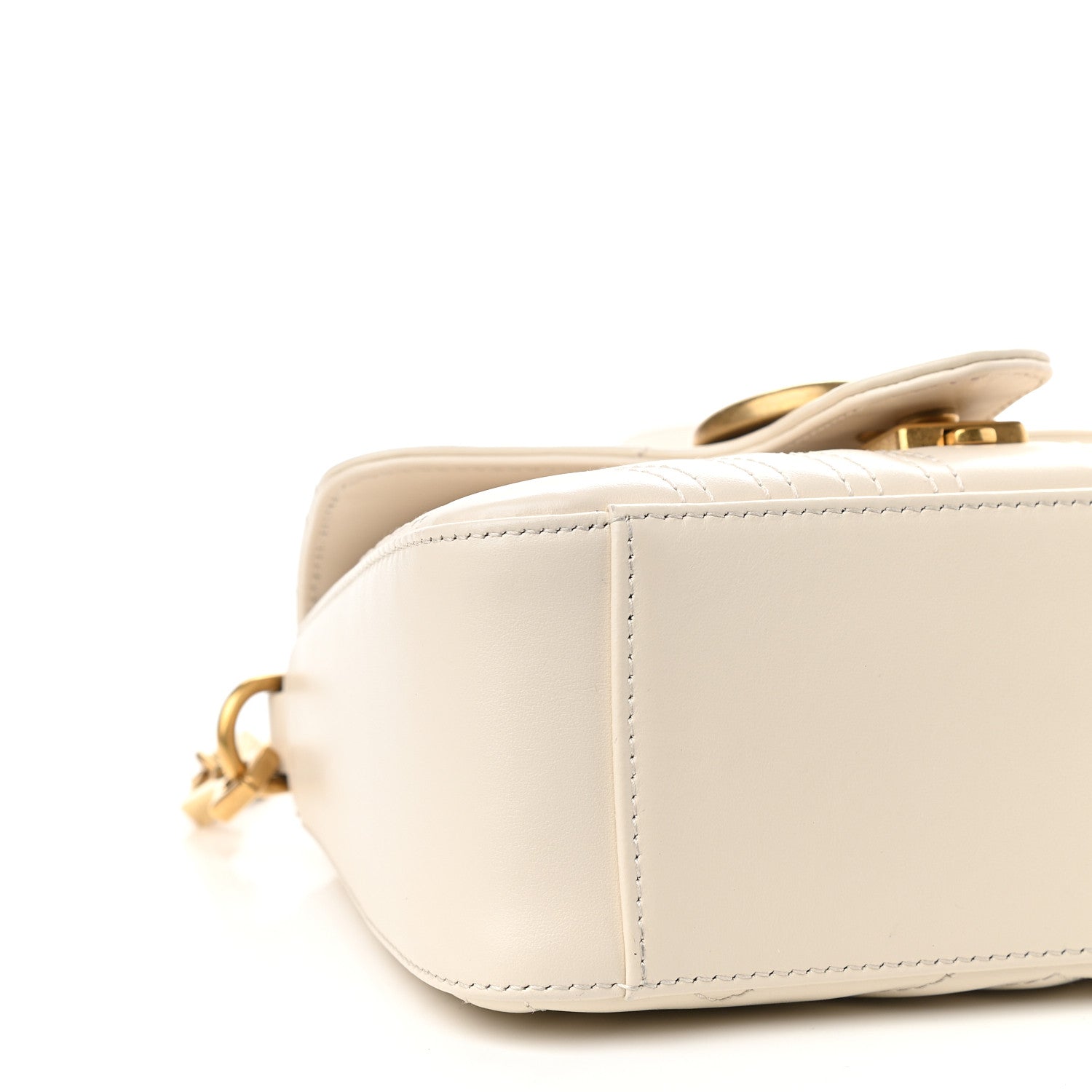 Gucci Calfskin Matelasse Mini GG Marmont Top Handle Shoulder Bag White 8 of 9