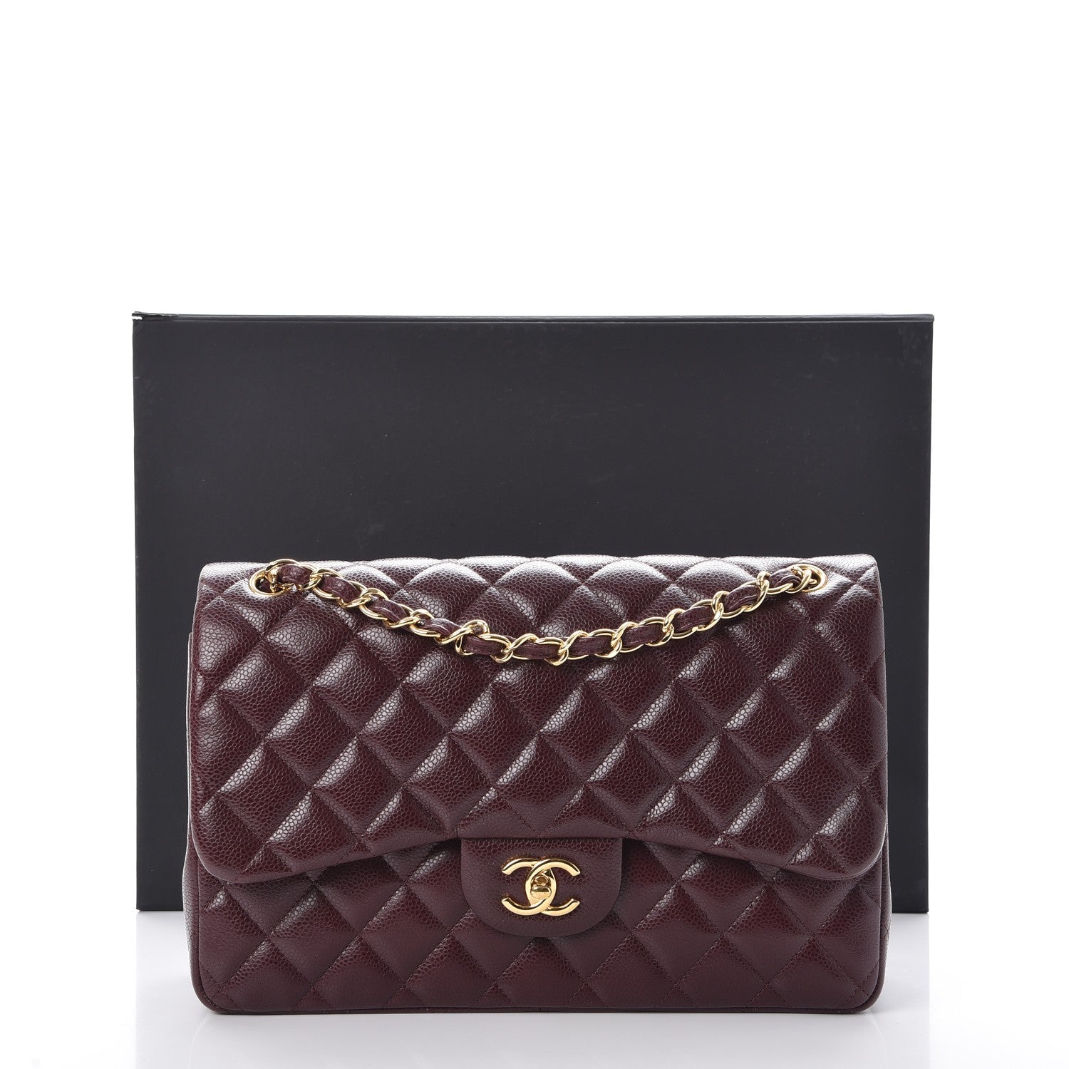 Chanel Caviar Quilted Jumbo Double Flap Burgundy 8 of 8