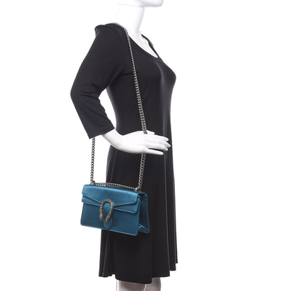Gucci Satin Silk Crystal Small Dionysus Shoulder Bag Turchese Black Diamond 2 of 10