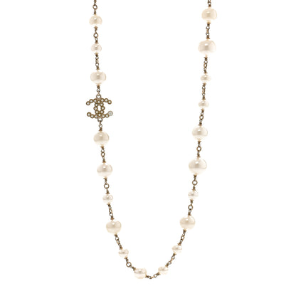 Chanel Graduated Pearl CC Long Necklace Gold 1 of 5