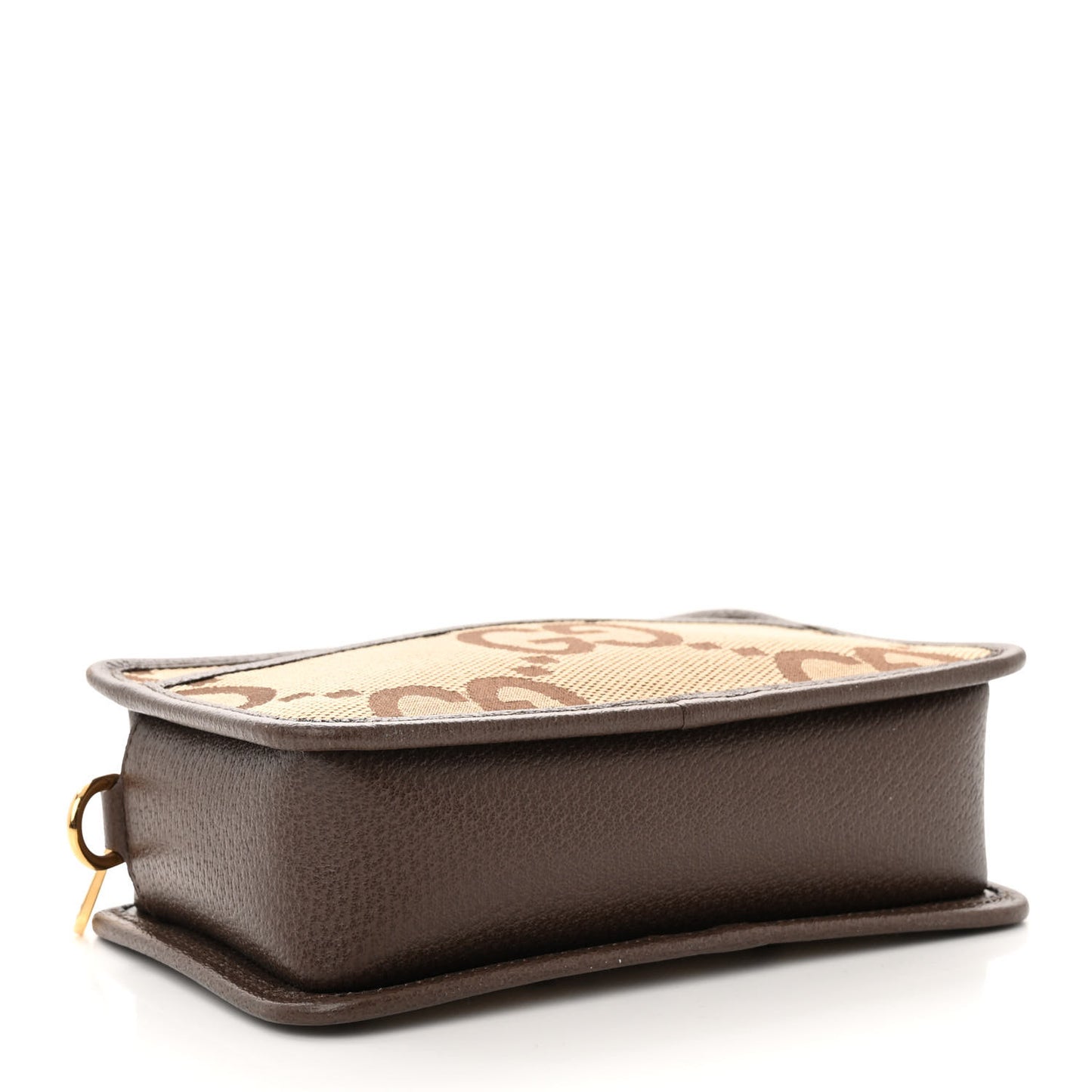 Monogram Jumbo GG Textured Dollar Calfskin Web Mini Crossbody Bag Camel Ebony New Acero