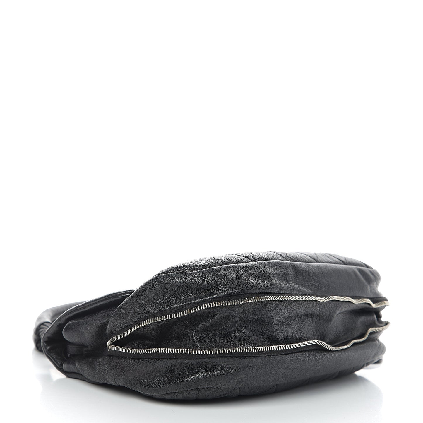Calfskin Quilted Expandable Zip Flap Shoulder Bag Black