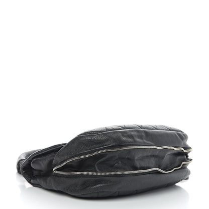 Chanel Calfskin Quilted Expandable Zip Flap Shoulder Bag Black 4 of 17