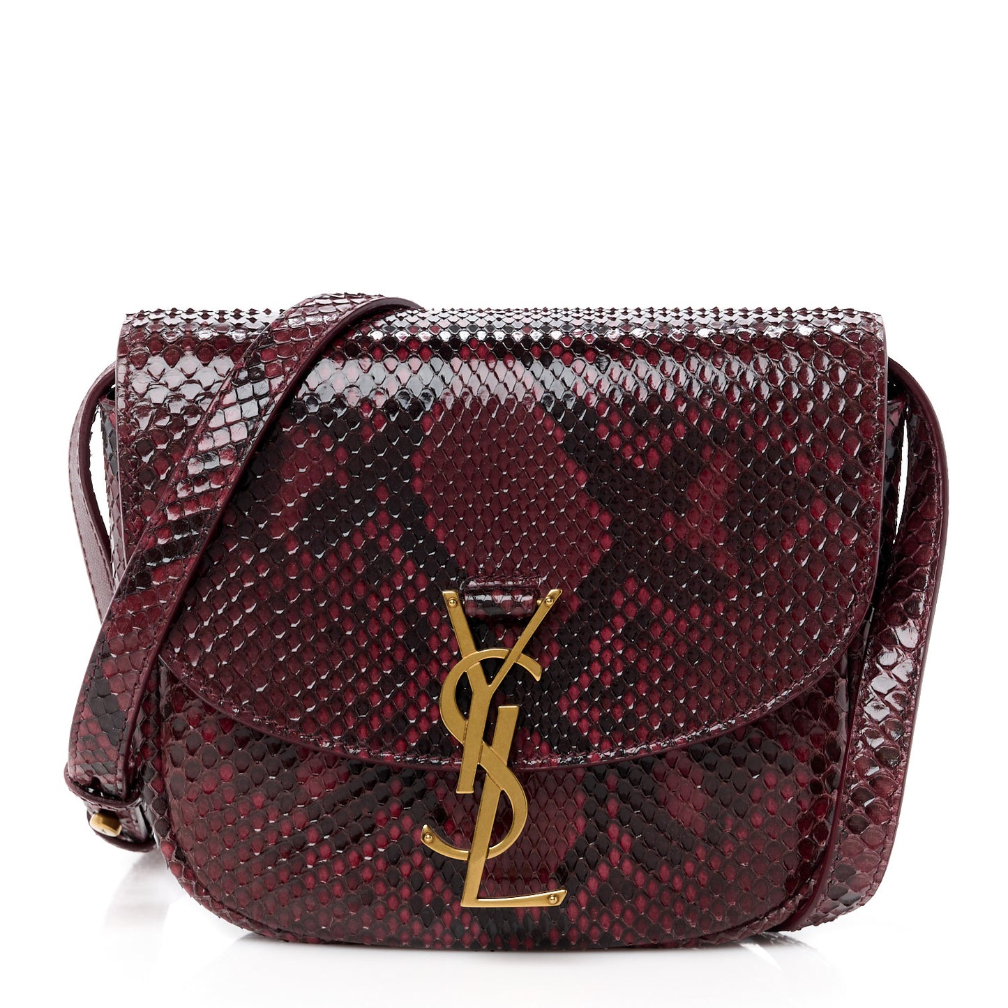SAINT LAURENT Snakeskin Small Kaia Satchel Burgundy