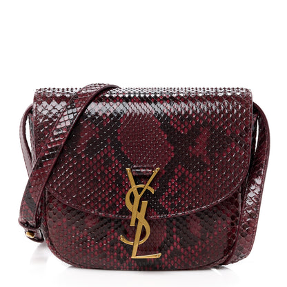 Saint Laurent SAINT LAURENT Snakeskin Small Kaia Satchel Burgundy 1 of 12